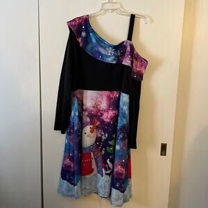 Christmas Galaxy Snowman and Santa Dress